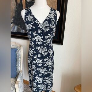 Ralph Lauren Silk Dress Size 4 Navy White Floral